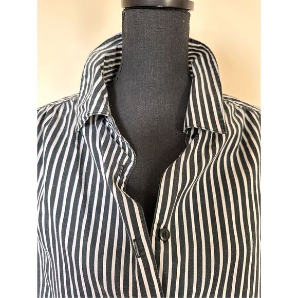Roaman's Women's Button Down Blouse Striped Black White Long Sleeves Sz Large - Picture 4 of 7